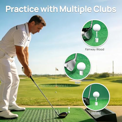 68 Pcs Golf Mat Tees Set, Mix Sizes Rubber Tees for Simulator & Hitting Mats, Golf Swing Training Aid with Impact Tape and Bamboo Tee for Beginners & Pro Golfers Indoor or Driving Range Practice
