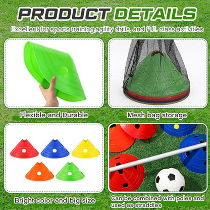 Jumbo Disc Cones Jumbo Soccer Cones with Mesh Bag Giant Large Agility for Soccer Training Adult Sports