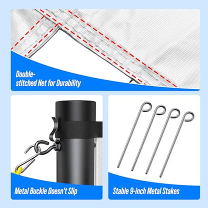 Outdoor Volleyball Net Set for Backyard & Beach, 32FT Regulation Size, Easy Setup Adjustable Height Poles, Portable Net System with PU Volleyball, Pump & Carry Bag