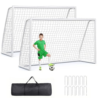 F2C Soccer Goal Soccer Net for Backyard, Steel Frame for Kids, Adult Portable Shooting Training Aid with Carry Bag,Ground Stakes Waterproof - size: 10x6.5 FT