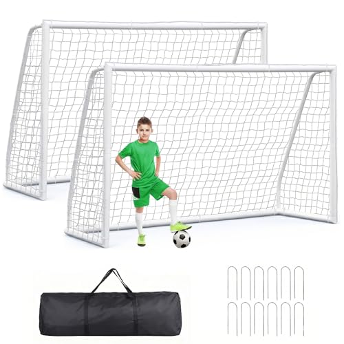 F2C Soccer Goal Soccer Net for Backyard, Steel Frame for Kids, Adult Portable Shooting Training Aid with Carry Bag,Ground Stakes Waterproof - size: 10x6.5 FT