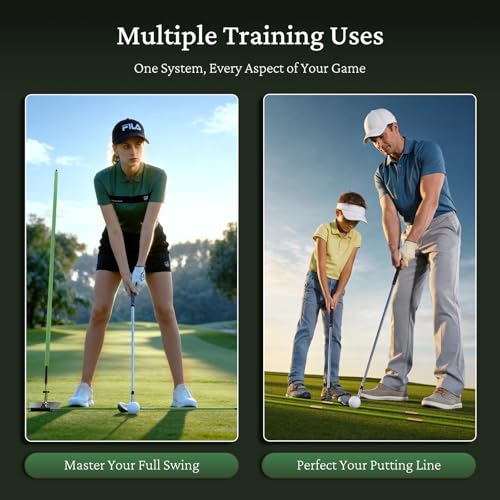 KELOB Golf Alignment Sticks Holder with Angle Adjustment, Detachable Rods with Metal Joints, Golf Swing Training Aid for Putting, Full Swing, Posture Correction, Portable Golf Trainer