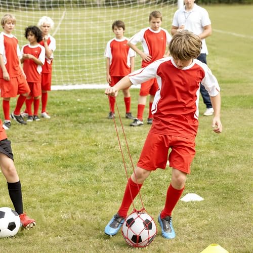 2 Pcs Soccer Ball Return Trainer Net Football Kick Trainer Net Fits Ball Size 3, 4, 5 Football Kick Throw Self Practice Training Aid Adjustable Waist Belt Footballs Training Equipment for Boys
