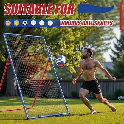 Professional Volleyball Rebounder Net,Volleyball Net Size 7×4FT,with 5-Speed Adjustable Angle Training Equipment,Anti-Slip Base Design,Improve Volleying,Bumping,Spiking Skills