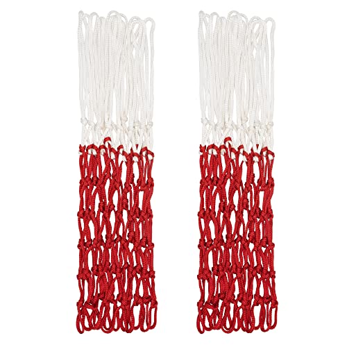 Sanung Basketball Net Set of 2, Used for Indoor and Outdoor, White and Red Two Color Standard Size Basketball Net Replacement