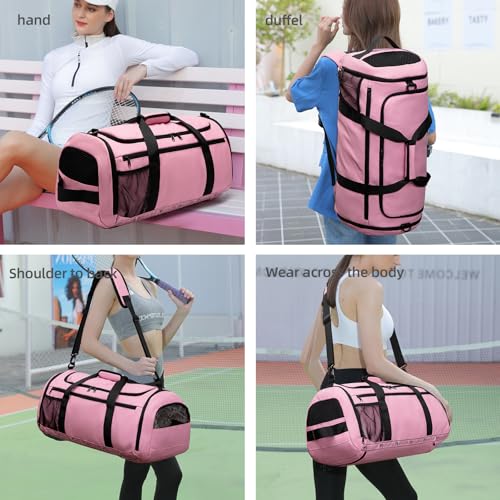 ROYALFAIR Basketball duffel bag Large Sports Bag with Separate Ball Holder & Shoes Compartment,Best for Basketball, football,Volleyball,Gym - color: pink
