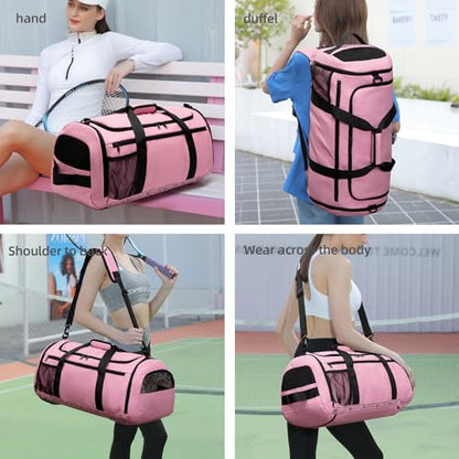ROYALFAIR Basketball duffel bag Large Sports Bag with Separate Ball Holder & Shoes Compartment,Best for Basketball, football,Volleyball,Gym - color: pink