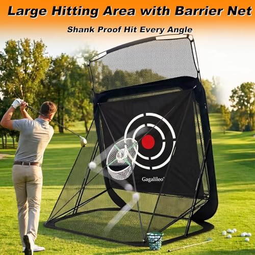 Gagalileo Pop Up Golf Net: Drving Practice Cage with Target Portable Backyard Garage Training Chipping Swing Gift for Golfers Men Beginners Professional