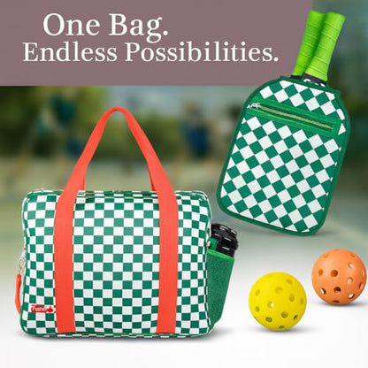 Pickleball Bag for Women & Men 3-in-1 Neoprene Pickleball Paddle Bag with Fence Hooks, Paddle Cover & Pockets, Water-Resistant Pickleball Tote Bag with bottle holder