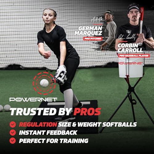 PowerNet Recreation Softball Bundle, Crusher Training Balls, Weighted Softballs and Padded Bucket, Pitching & Batting Practice Equipment (12 Softballs, 12 Crushers & 6 Weighted Balls)