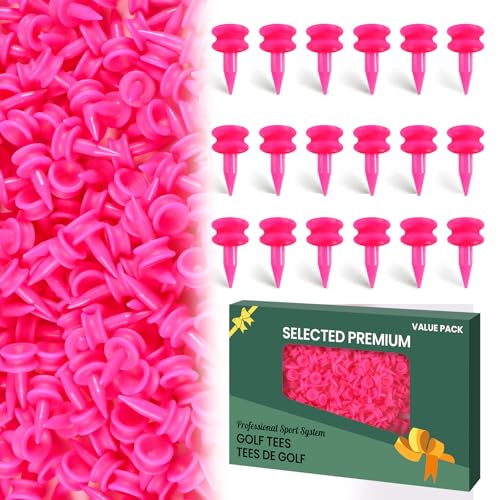 Amy Sport Golf Tees Step Down Plastic Unbreakable 50 Pack Reusable Bulk Professional Height Control Castle Tee for Practice - color: 50 Pack 1" in Rose