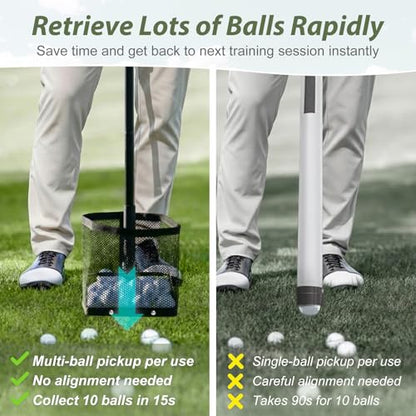 SAPLIZE Golf Ball Picker Upper, Turf-Friendly Design, No Bending Over, Quickly Collects Multiple Balls, Large-Capacity Ball Holder, Great for Backyard Practice & Training