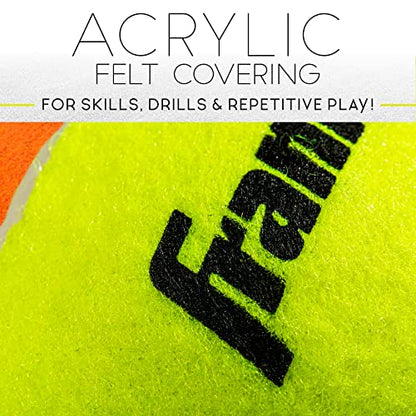 Franklin Sports Starter Tennis Balls - Pressureless, Low Bounce for Beginners - Great for Training + Practice - 3 Pack - All Court Surface