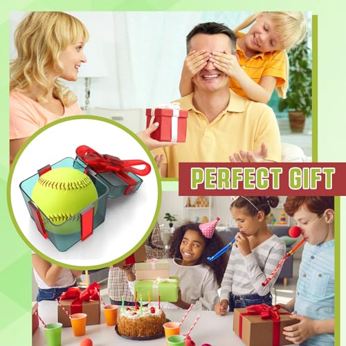 Lunmon 4 Pack 14 Inch Softballs Oversized Softball Training Equipment for Pitchers Soft Balls Pitching and Throwing Spin Trainer Raised Stitched Seams for Games and Practice