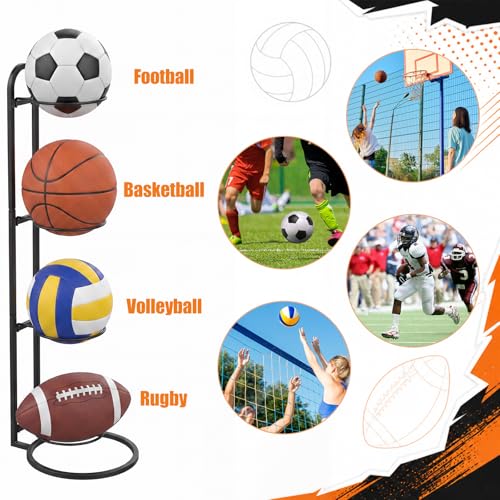 Thenshop Ball Storage Rack Cube Ball Storage Holder Vertical Balls Rack Basketball Stand Carbon Steel Sport Equipment Organizer for Basketball Football Volleyball