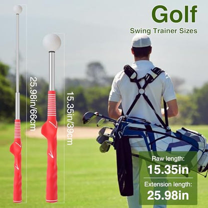 Retractable Golf Swing Trainer, Portable Grip Trainer and Training Auxiliary Elastic Band for Beginners, Indoor & Outdoor Practice(Black)