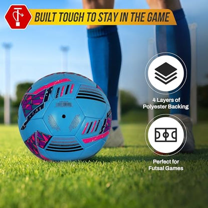 Vizari Reflect Pro Soccer Ball Size | Hand-Stitched Shiny TPU Cover | Perfect Youth Soccer Ball for Boys and Girls | Durable Futsal Football for Indoor and Outdoor Play (Pack of 1, 6 & 12)