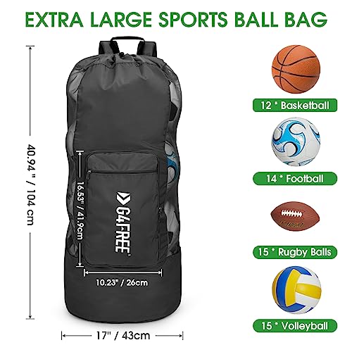 G4Free Extra Large Mesh Ball Carry Bag for Soccer, Basketball, Football, Volleyball, Swim