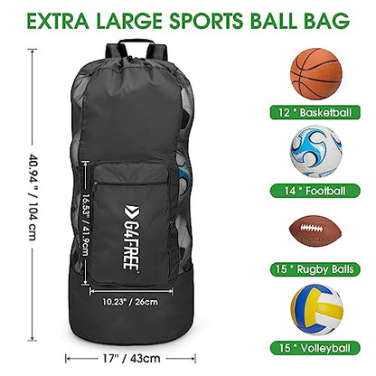G4Free Extra Large Mesh Ball Carry Bag for Soccer, Basketball, Football, Volleyball, Swim