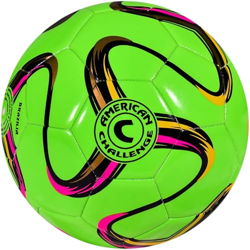 Brasilia Soccer Ball – Professional Training Soccer Ball for Grass Fields – Durable TPU Machine Stitched Soccer Balls – Sizes 2, 3, 4 & 5 – Outdoor Practice & Match Play - color: Lime, size: 4