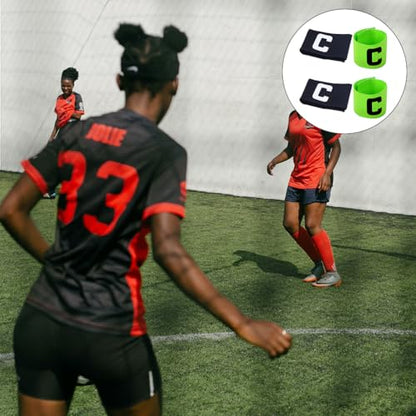 Abaodam Soccer Captain Armbands 4-Pack Non-Slip Wear-Resistant Football Bands Reusable Elastic Basketball Team Sports Wristbands 5.11X2.75In