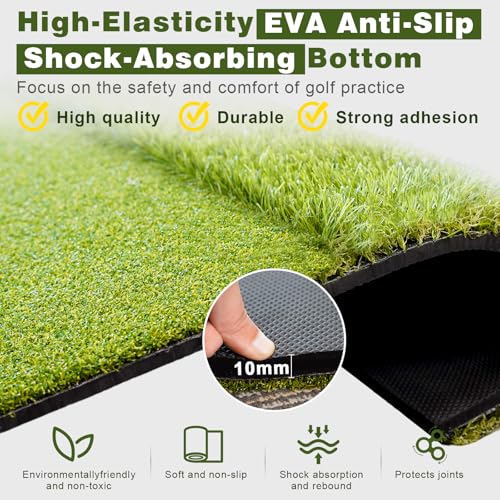 Heavy-Duty Golf Hitting Mat – Dual Turf Design Simulates Fairway & Rough for Real Course Feel, Indoor/Outdoor Practice Mat for Full Swing & Chipping Training, Easy Carry Strap - size: 5'×4'FT