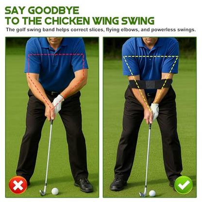 Enhon Golf Grip Trainer & Connection Band, Club Grip Trainer Aid Attachment and Swing Correcting Arm Band Kit for Right Handed Men Women Golfer Beginner Fix and Elbow Position