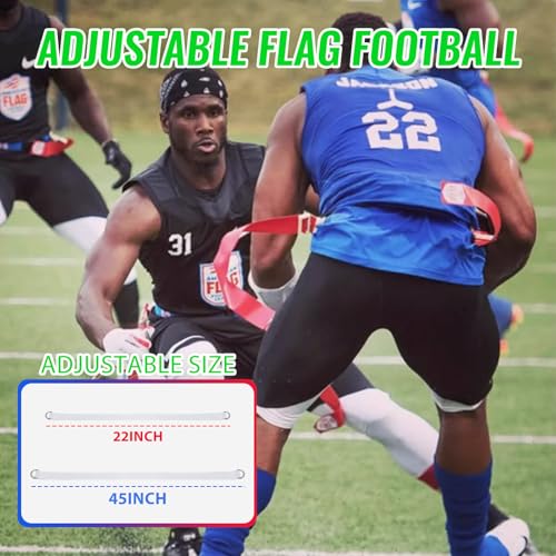 Glow in the Dark Flag Football Belts Set: 4 Adjustable Belts 12 Football Flags, Easy Tear-Away Design, Football Gear for Kid Youth Adult, Perfect for Camping Yard Beach Games, Glow Party Accessories
