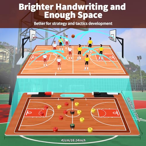 Magnetic Coach Marker Boards, Dry Erase Double-Sided Coach Lineup Clipboard, Coaches Gift, Fit for Basketball, Football, Soccer, Baseball - style: Basketball