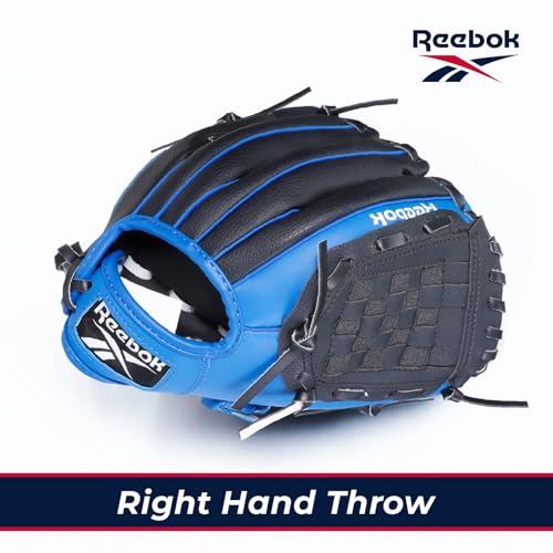 Reebok - Youth Baseball Glove Set, 9-Inch Kids Sports Glove with Foam Ball, Training Mitt for Beginners, Practice & Backyard Play - color: Blue