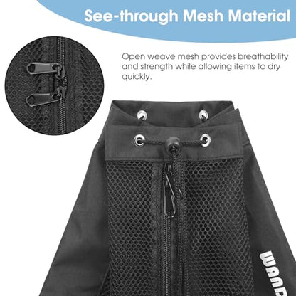 WANDF Swim Bag Mesh Drawstring Backpack Beach Backpack for Swimming, Gym, and Workout Gear - color: Black