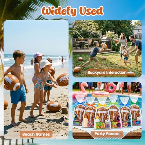 Shindel Inflatable Beach Balls, 12 Inch Large Blow Up Footballs Pool Toys for Party Supplies Decorations for Kids Birthday Summer Beach Water Games