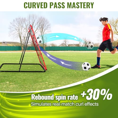 Soccer Rebounder Net & Soccer Training Equipment - 4x4 FT Adjustable Rebound Board for Precision Passing, Shooting, First Touch, and Ball Control Drills for Kids, Teens & Adults