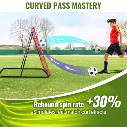 Soccer Rebounder Net & Soccer Training Equipment - 4x4 FT Adjustable Rebound Board for Precision Passing, Shooting, First Touch, and Ball Control Drills for Kids, Teens & Adults