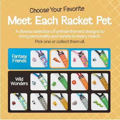 Racket Pets Kids Tennis Racket Dampener & Matching Overgrip Tape, Performance Shock Absorbing Dampener for Tennis Racket & Fun Animal Print Tennis Wrap Grip Tape - style: Tiger