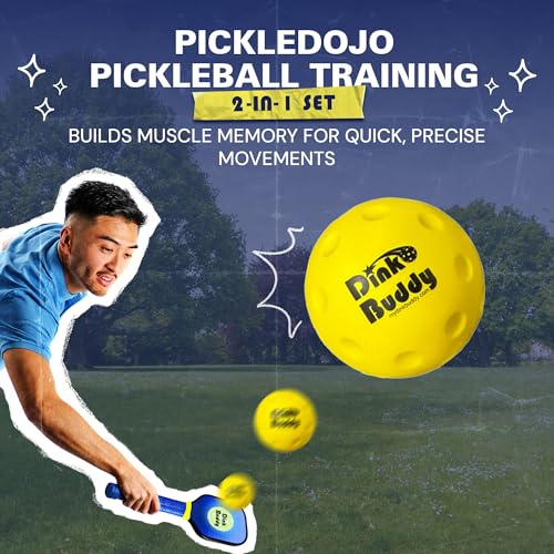 3-in-1 (with 1 Mini 6’ Wide Pickleball Net) & 2-in-1 Pickleball Trainer Options, Sports Gifts with 4 Kelso Balls (2 Trainer + 2 Standard), 2 PickleDojo Paddles, & 1 Drawstring Backpack - size: 2-in-1