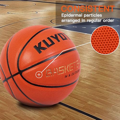 KUYOTQ Kids Toddler Youth Adult Size (3~7) Basketball Thickened Rubber or Leather Small Mini Basketball Soft Touch in & Outdoor Wear Resistant Basketball for Boys Girls Basketball Gifts (Deflated)