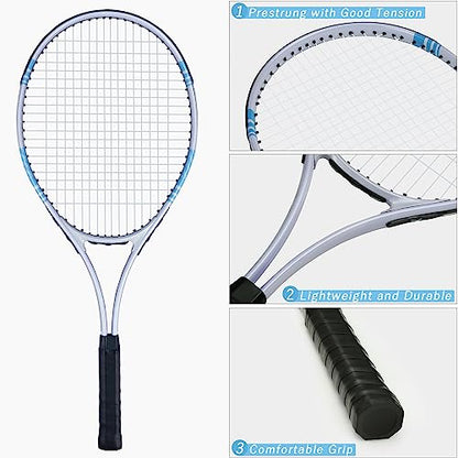 UUBEMM Tennis Rackets 2 Players Recreational for Adult,Lightweight Tennis Racquets for Beginner Student Training,Tennis Racket Set with Carrying Cover Bag,Grip Tapes,Tennis Balls
