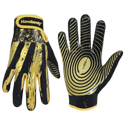 HANDLANDY Youth Football Gloves for Boys Girls, Sticky Wide Receiver Gloves for Kids, Junior Flag Football Gloves