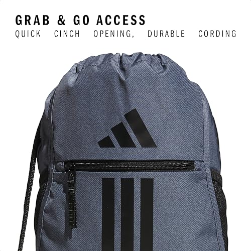 adidas Alliance Sackpack – Drawstring Backpack for Sports, Small Gym Bag - color: Twill Onix Grey/Black/3