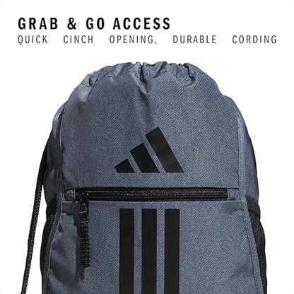 adidas Alliance Sackpack – Drawstring Backpack for Sports, Small Gym Bag - color: Twill Onix Grey/Black/3