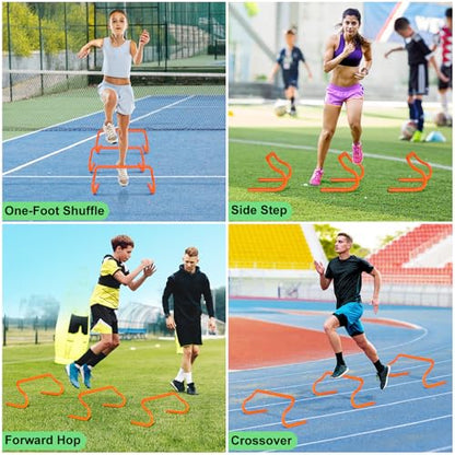 Agility Hurdles Training Equipment - Speed Hurdles and Soccer Cones with Carrying Bag for Soccer, Football, and Track Drills, Ideal for Athletes Speed and Agility Training - style: 5 PCS