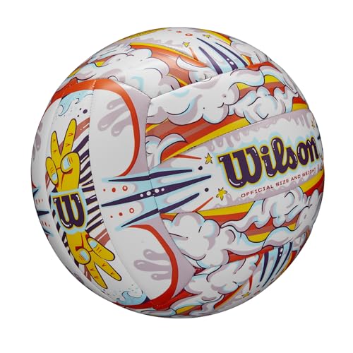 Wilson AVP Hawaii Outdoor Volleyball + Frisbee Kit - color: White/Orange, style: Graffiti