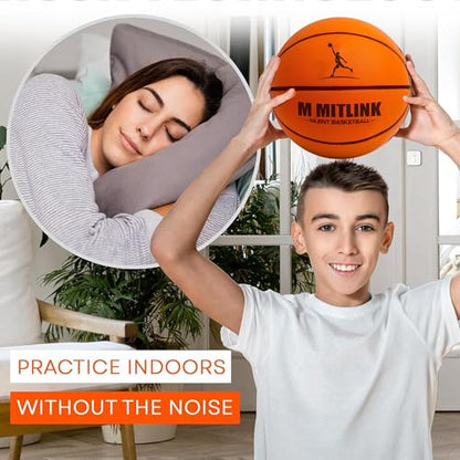 Silent Basketball Dribbling Indoor, Foam Silent Basketball Indoor Training Higher Bounce Noiseless Quiet Ball for Quiet Dribbling Gift for Youth (Tangerine)
