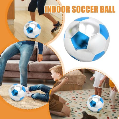 Inflatable Soft Football, Simulation Soccer Ball, 9.84 Inches Beach Toy with Leakproof, Elastic PVC Spheres, Indoor Play Toy with Bounce Design, Blow Up Football for Outdoor Use - color: Cloth Blue
