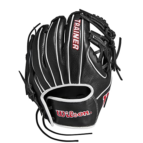 Wilson Trainer Baseball Gloves - Black/Red - style: Infield