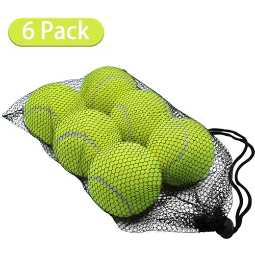 SHYUJAJIE Tennis Balls, 6 Pack Training Tennis Balls,High Elasticity Practice Balls for Beginner, Playing Balls for Dogs