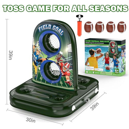 Pool Football - Inflatable Pool Toys for Kids Ages 8-12 with Stable Base and 4 Balls - Water Football Target, Outdoor Backyard & Beach Games for Kids Teen Adult Family, Summer Party Birthday Gift