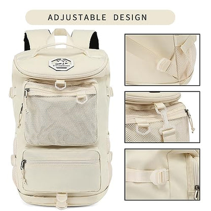 gym duffel bag backpack wrestling bag with shoe compartment 4 kinds of back method waterproof sports walking laptop - color: B-sea Salt White