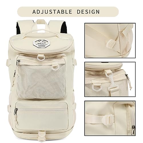 Solid color gym duffel bag backpack, wrestling bag,with shoe compartment, 4 kinds of back method waterproof travel sports walking laptop Lightweight（B-Sea Salt White） - color: B-Sea salt white